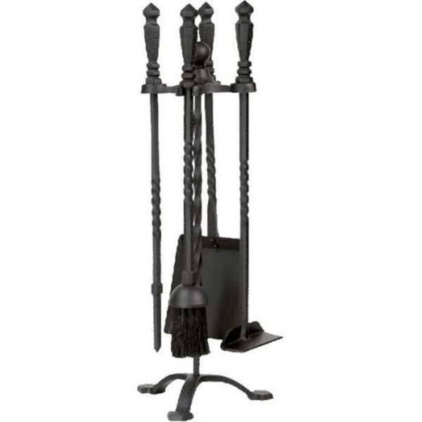 Dagan 1105 Wrought Iron Stove Fireplace Tool Set - Twist Style; Black - 5 Piece, Dagan, Mfr#: 1105